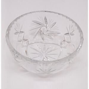 Vintage Lead Crystal Cut Diamond Pattern Candy Dish Glass Bowl 7.5"